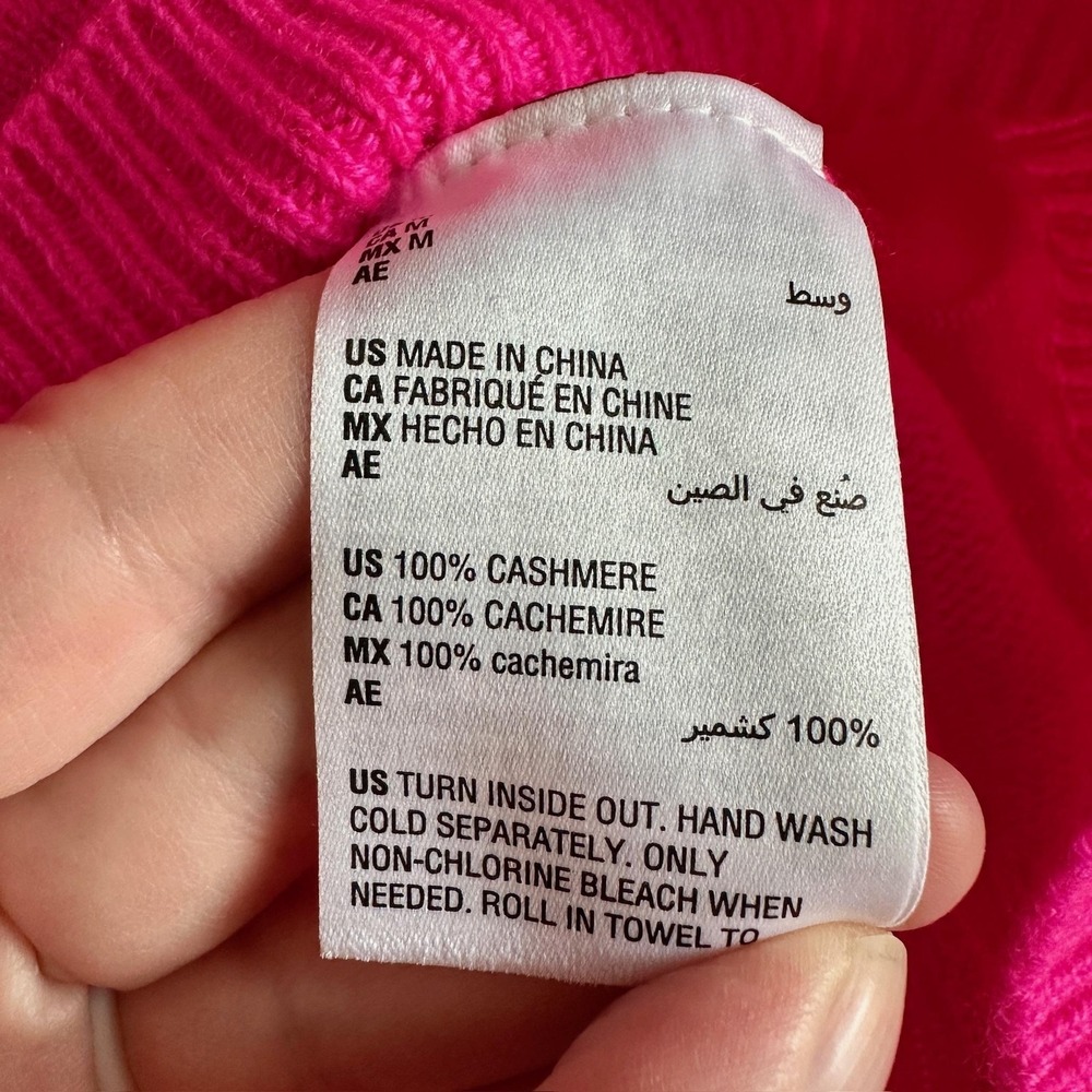 Charter Club Cashmere Sweater Womens Medium Hot‎ Pink Pearl Embellished NWT - Picture 6 of 11